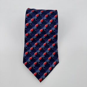 Ermenegildo Zegna Tie Silk Geometric Tulip Holiday Christmas Blue Red Blue